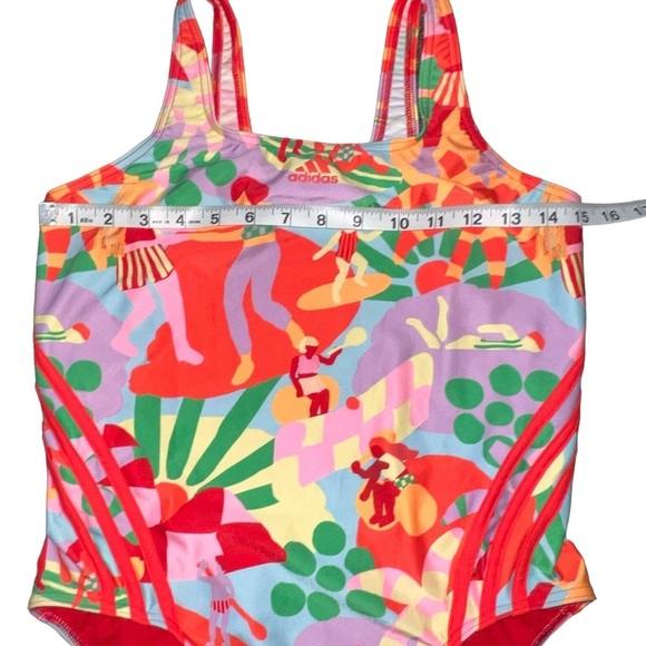 {NWOT FARM Rio + Adidas One Piece Bathing Suit in Pearl Citrine/Pink 12} - Picture 7 of 8